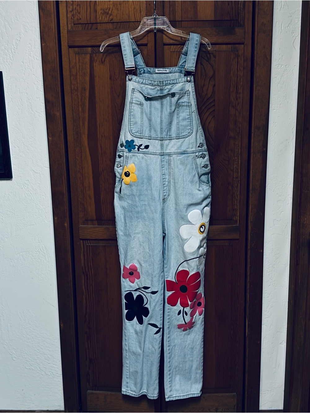 Misslook Stonewash Overalls with Floral Design Size L
